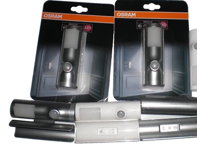 OSRAM Lampe mit Bewegungsmelder 5 x .... 2 x Neu , 3 x gebraucht Top silber/weiß - Bild 1 von 2