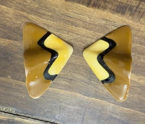 Pendientes ondulados vintage marrón amarillo negro, sumergidos años 80 90 perforados - Imagen 1 de 3
