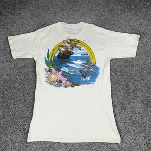 Vintage Ft Myers Beach Florida Hemd Herren Large weiß Delfine Schiff Grafik 80er - Bild 1 von 14