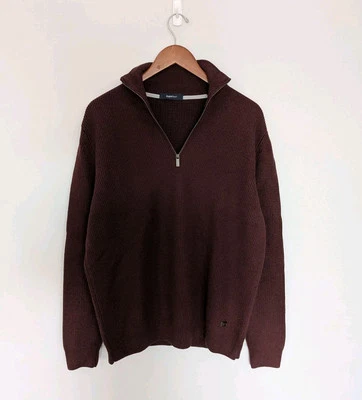 Ermenegildo Zegna Sport 100% Wool 1/4 Zip Sweater Sz XL Burgundy Maroon  - Image 1 of 4