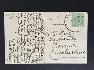 E GB 1911 FOLKSTONE SKELETON POSTMARK ON LOCAL POSTCARD TO BOURNE LINCS - Picture 1 of 2