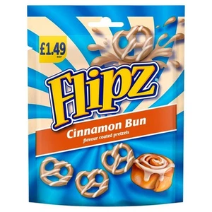 Flipz Flips Cinnamon Bun Chocolate Coated Pretzels 12 x 80g £1.49 Large Bags - Picture 1 of 2