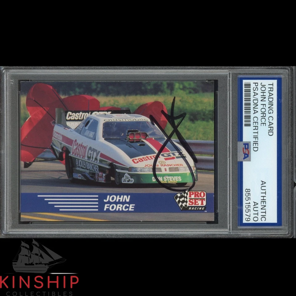 John Force signed 1991 Pro Set Trading Card PSA DNA Slab BHRA Racing Auto C4714 - Image 1 of 1