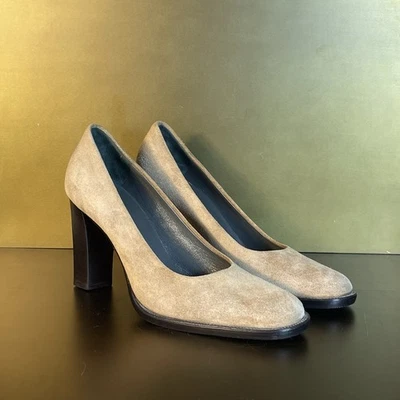 Zapatos de salón de madera de gamuza tostada de diseñador Jil Sander Foto 1 de 4