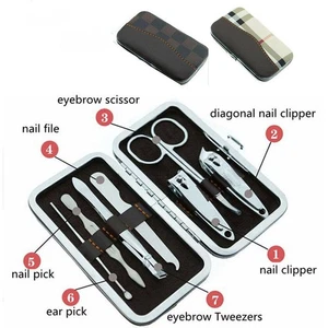 7-teiliges Maniküre Pediküre Nagelpflege Set Haarschneidemaschine Set Etui Herren Damen UK - Bild 1 von 6