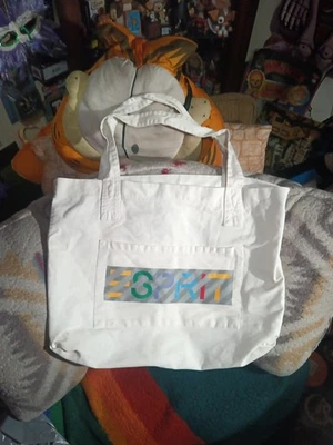 Vintage Esprit Tote Bag Rainbow Logo Rare White Large  - Image 1 of 4