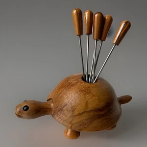 Soporte de selección de entremeses de madera moderno de mediados de siglo de colección con 6 selecciones MCM - Imagen 1 de 4