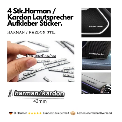 4 x Harman Kardon Lautsprecher Aufkleber Sticker Audio - Aluminium Emblem