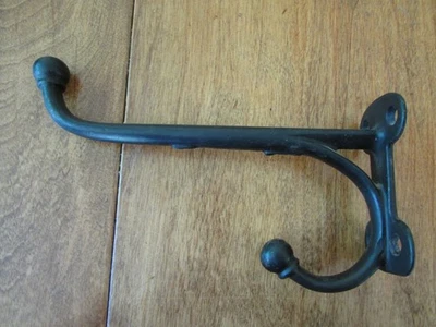 Antiguo gancho doble tachuela de colección hierro fundido X-LARGE 7,5" arnés caballo granero abrigo sombrero Foto 1 de 4