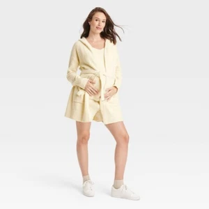 Hooded Teddy Maternity Robe - Isabel Maternity by Ingrid & Isabel™ Cream XS - Picture 1 of 1