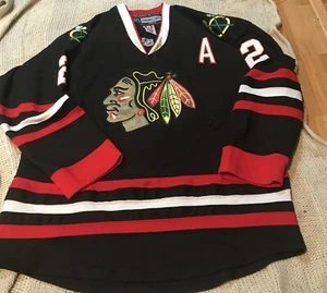 CHICAGO BLACKHAWKS DUNCAN KEITH REEBOK CCM BLACK STITCHED JERSEY 50 - Picture 1 of 13