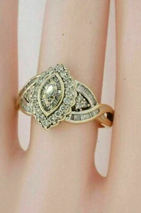 2Ct Marquise Cut Lab-Created Diamond Cluster Wedding Ring 14K Yellow Gold Plated - Picture 1 of 4