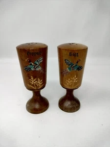 Vintage Wood Salt & Pepper Shakers Painted Pheasants Standard Specialty Japan - Picture 1 of 9