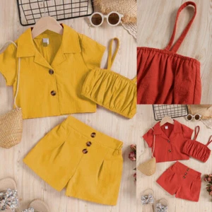 Girls Kids Set Summer Baby Outfits Tops Clothes Top Shorts Toddler Age 2-7 years - Picture 1 of 8