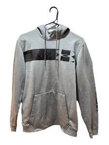 Under Armour Men XL Gray / Black Logo Hoodie Sweatshirt Loose Cold Gear - Picture 1 of 4