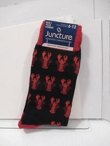 JUNCTURE LOBSTER SOCKS black red ocean seafood ADULT CREW Novelty NWT SZ 6-12 - Picture 1 of 2
