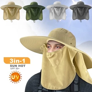 Adjustable Sun Hat Camping Boonie Fishing Wide Brim Bucket Cap w/Neck Flap Cover - Picture 1 of 124