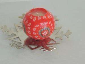 Vintage~Natale~~Candela a sfera rotonda nuova CON VASSOIO ARGENTO - Foto 1 di 3