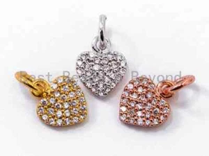 Clear CZ Micro Pave 7x9mm Heart Charm, Sku#Y29 - Imagen 1 de 6