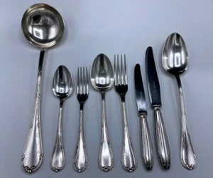 Antique French Christofle Rubans 63-piece Silver-Plated Flatware Set 20th C - Picture 1 of 12