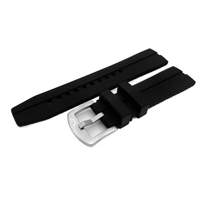 Pulseira de silicone preta genuína Vostok-Europe 24 mm com fivela fosca - Imagem 1 de 2