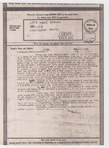 WW2 Haifa Palestine Airgraph to Free Czech Forces PO Box 226 London - 1944 - Imagen 1 de 3