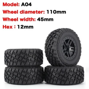 110mm Rim Rubber Tyre Wheel for Traxxas Slash 4X4 HPI HSP Short Course Car Model - Picture 1 of 35