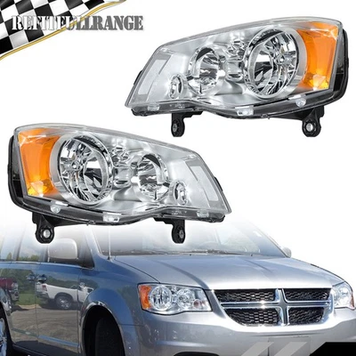 Pair Headlight For Dodge Grand Caravan 2011-2019 Chrysler Town&Country 2008-2016 - Image 1 of 4