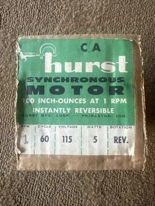Hurst Synchronous motor 1/2 rpm 60Hz 115Volt 5 Watt Model CA Reversible - Picture 1 of 3