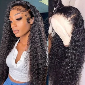 13x4 Lace Front Wigs Human Hair Pre Plucked 180 Density Brazilian Wet and Wav... - Picture 1 of 6