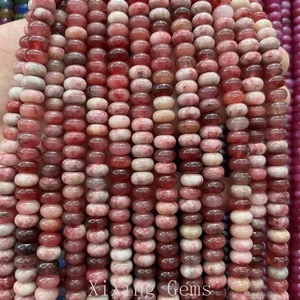 Cuentas espaciadoras de disco rondelle de calcedonia color rayas melocotón teñido de alta calidad de 5x8 mm - Imagen 1 de 6