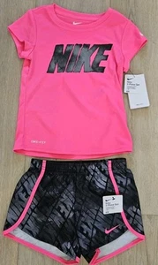 NIKE AUTHENTIC GIRLS ORIGINAL BRAND NEW 2Pc Tee & SHORTS SET Sz 6x NWT MSRP $40 - Picture 1 of 12