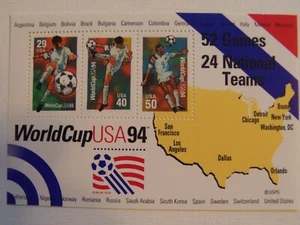 US STAMP # 2837 A-C WORLD CUP USA 1994 PANE OF 3 CV $4.50 - Picture 1 of 1
