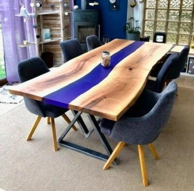 Dark Blue Epoxy Table, Costume Wooden table, Wooden Coffee Table, Console Table. - Image 1 of 2