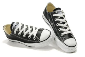CONVERSE All Star Nere Basse classiche in pelle suola bianca sneakers leather - Foto 1 di 1