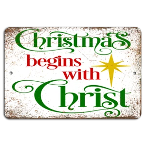 Rustic Christmas: Celebrate with Christ - Distressed Metal Sign - Picture 1 of 1