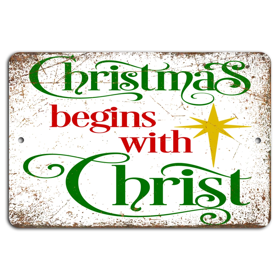 Rustic Christmas: Celebrate with Christ - Distressed Metal Sign - Image 1 of 1