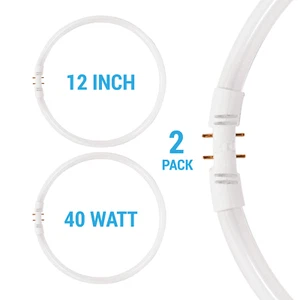 2 Pack FC40T5/835 FC12T5/835 12-inch Flurescent Circline 40W 4-Pin 2GX13 3500K - Picture 1 of 5
