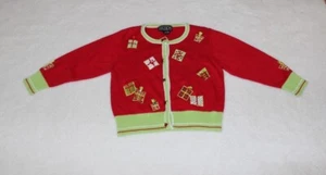 Berek Red Christmas Cardigan Sweater Gifts Boxes Beads Sequins Girls 7 - Picture 1 of 8