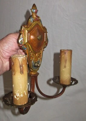 CONJUNTO DE 3 ARANDELAS ANTIGAS DA ERA DECO LATÃO FUNDIDO SÓLIDO LUMINÁRIA DE PAREDE DÉCADA DE 1930 - Imagem 1 de 4