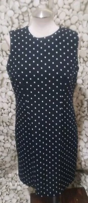 Vestido Sag Harbor Talla 12 Pequeño Negro Blanco Lunares Sin Mangas Forrado Cremallera Foto 1 de 4