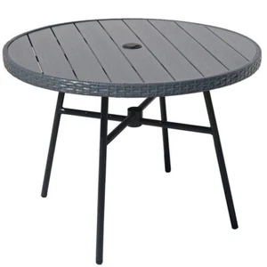 VIXLON Outdoor Dining Table Round Patio Table with Umbrella Hole for 4 People - Picture 1 of 34