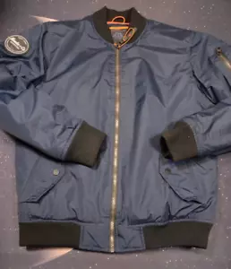 Hawke & Co Men's Bomber Jacket Small Navy Full Zip Pockets Long Sleeve - Picture 1 of 8
