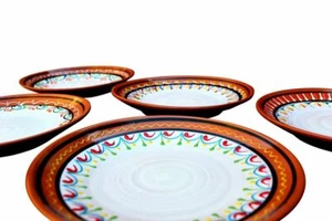 Terracotta White, Small Dinner Plates Set of 5 (European Size) - Hand Painted Fr - Picture 1 of 7