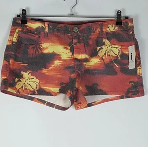 NEW iJeans by Buffalo Sz 12 Denim Shorts Bahama Skinny Sunset Palm Tree Sunset - Picture 1 of 7