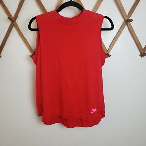 Nike Sportswear Bonded Crew Neck Tank Top Women's Size Small Red Style 804039