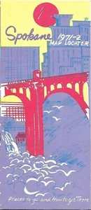 Bunte bildhafte Straßenkarte 1971 SPOKANE Washington Busfahrplan Geschäfte Motels - Bild 1 von 7