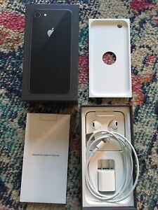 iPhone 8 Box & Original NEW UNUSED Ear Buds w/ Lightening Connector And Charger