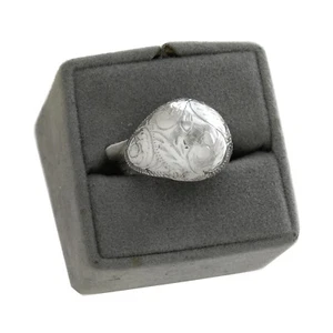 Elegant Sterling Silver Engraved Designs Womens Dome Ring Sizes 5 & 9 - Picture 1 of 3