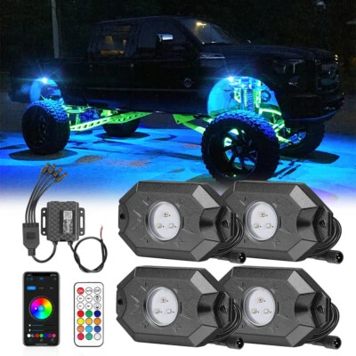 For Dodge Ram 1500 2500 3500 4Pods RGB LED Rock Lights Kit Underglow Neon Lamp - Image 1 of 4